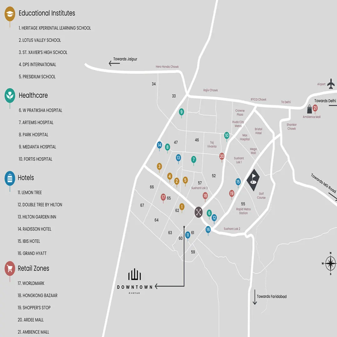 Adani Downtown Avenue location map