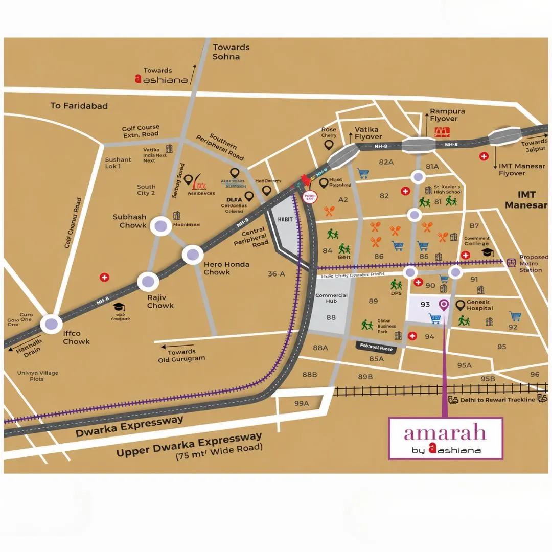 Ashiana Amarah Phase 3 location map