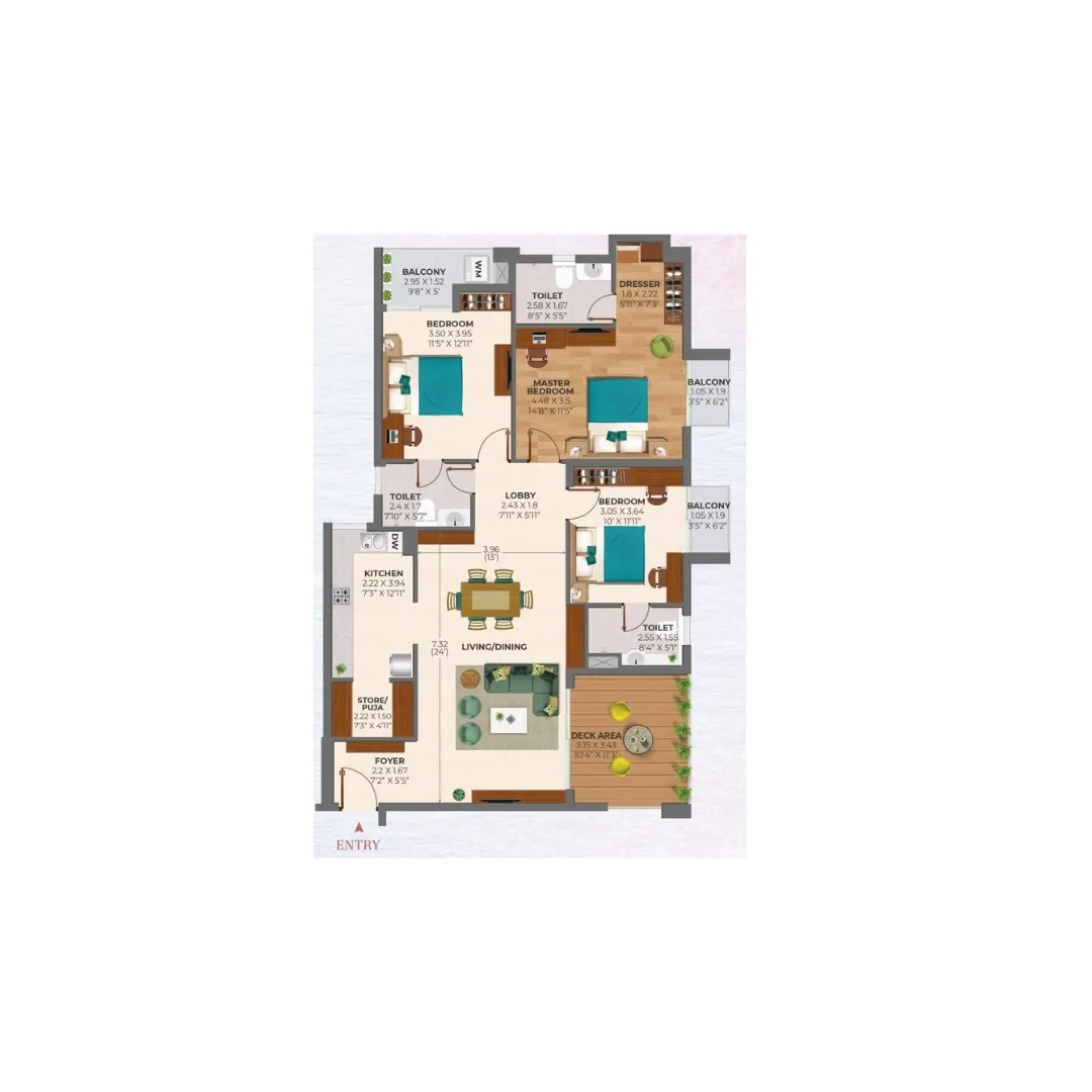 3BHK+2T