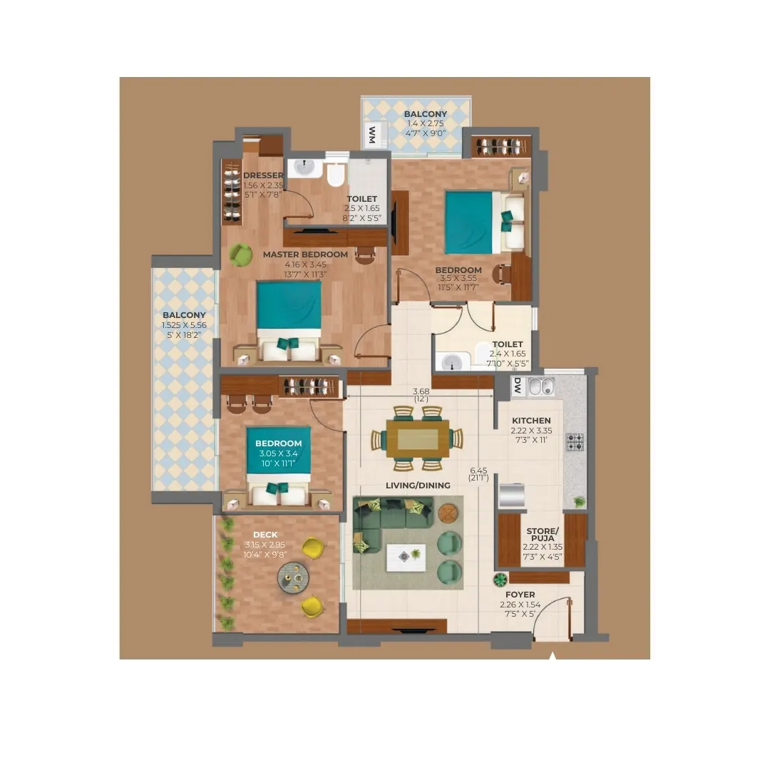 4 BHK + 3T