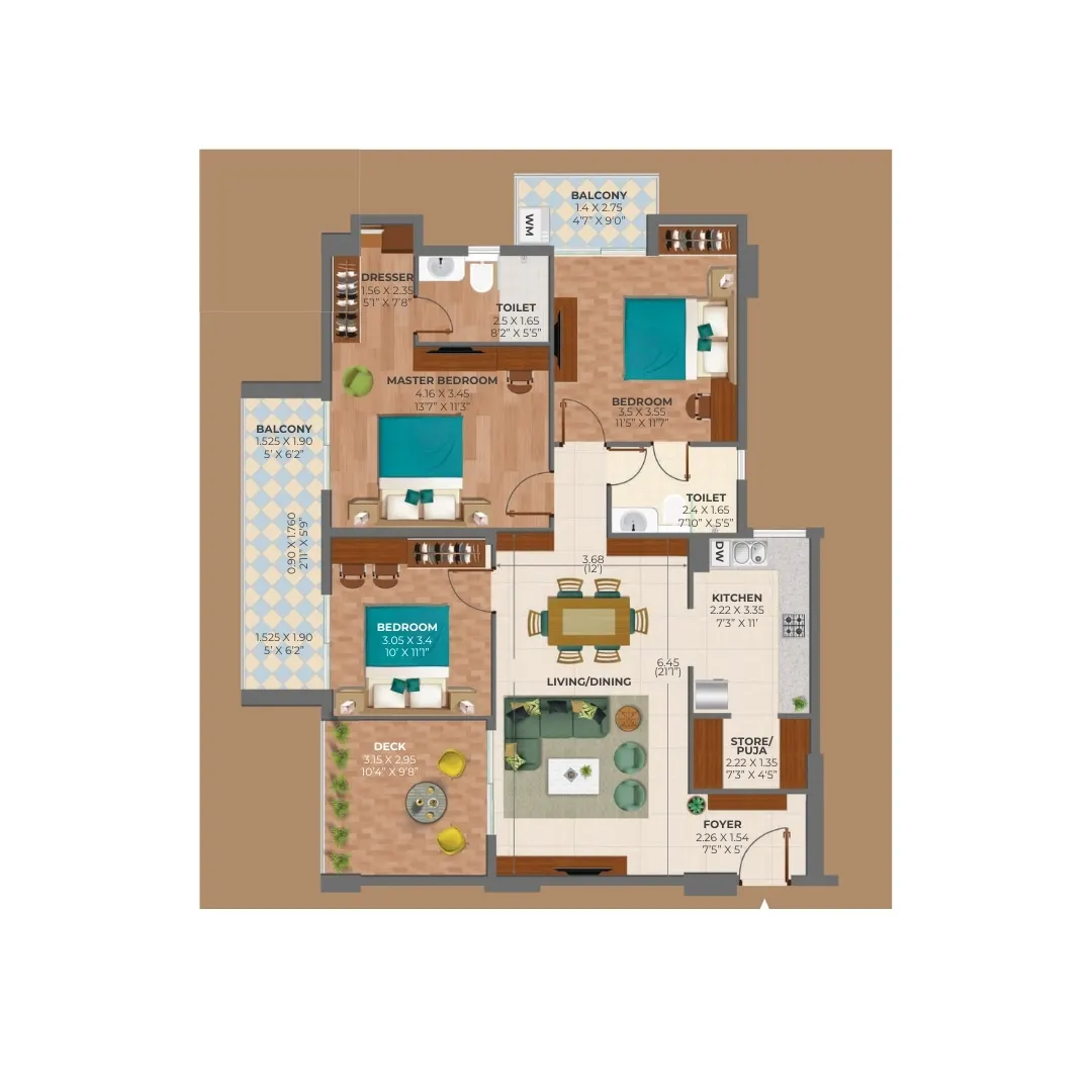 4 BHK + 3T