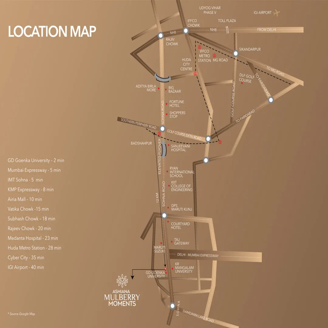 Ashiana Mulberry Moments location map