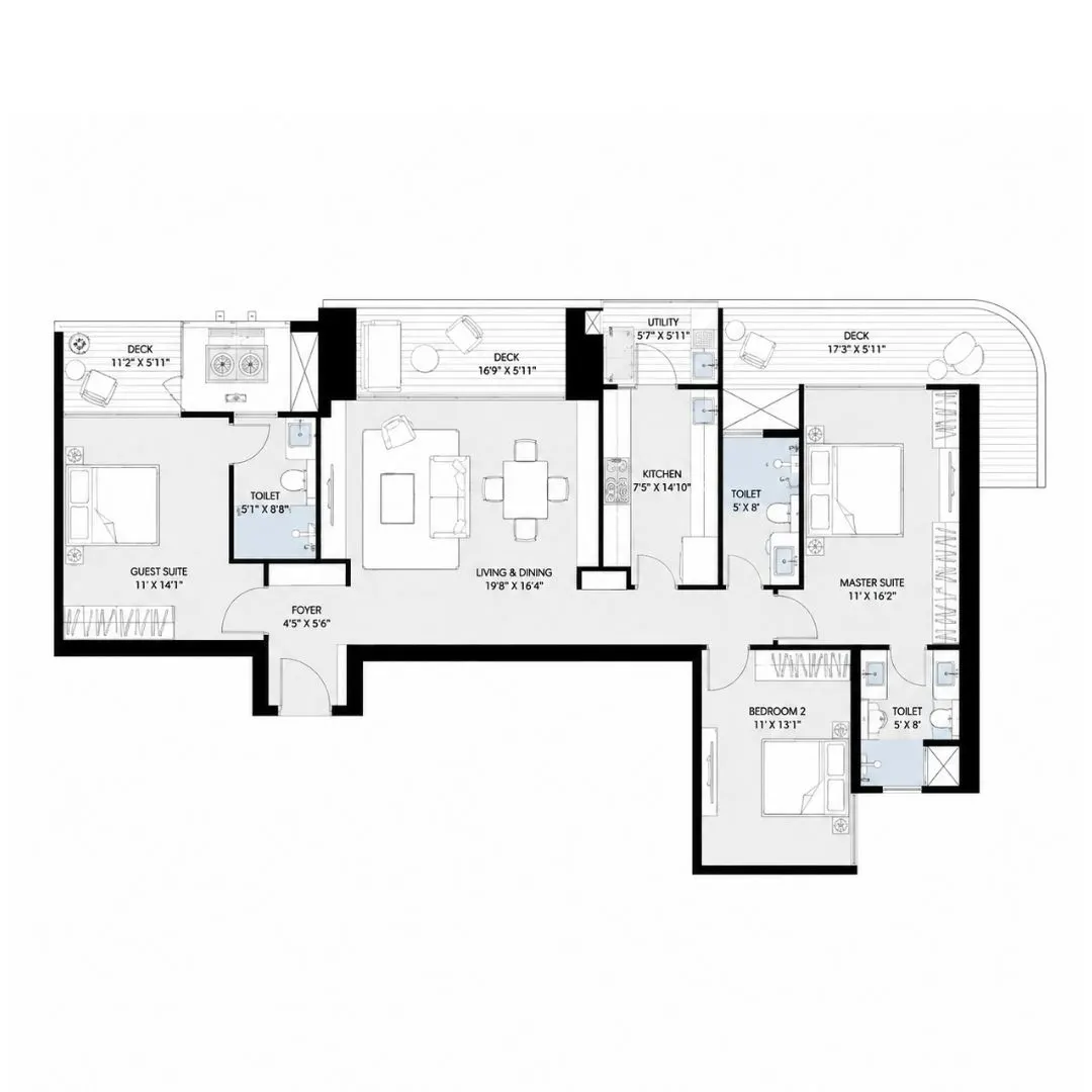3 BHK – T8 – Type 2