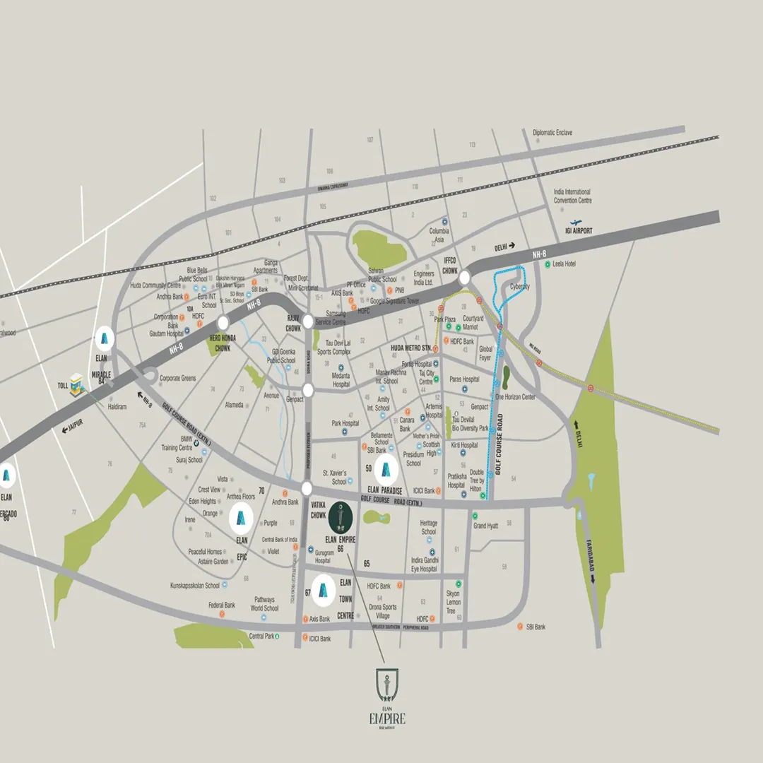 Elan Empire location map