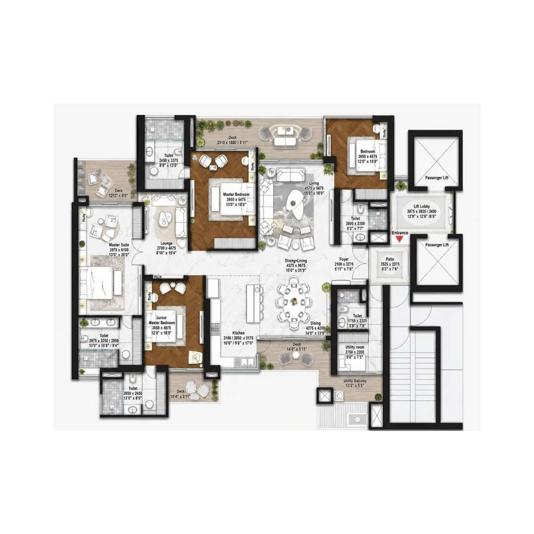 4 BHK + SR - Typical Unit