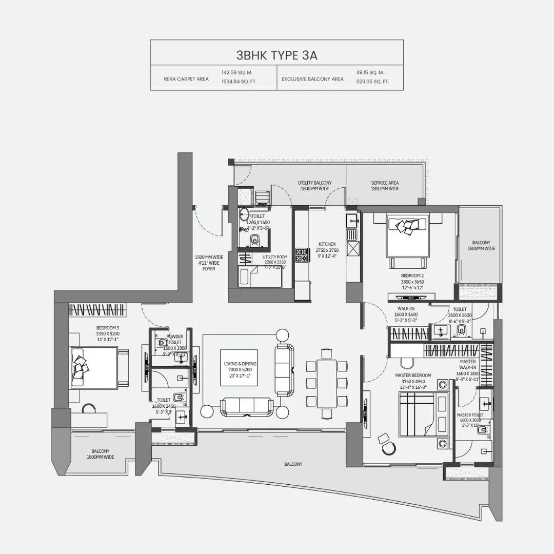 3BHK Type 3A