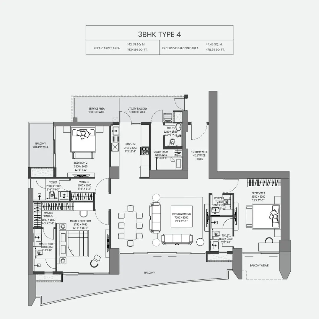 3BHK Type 4