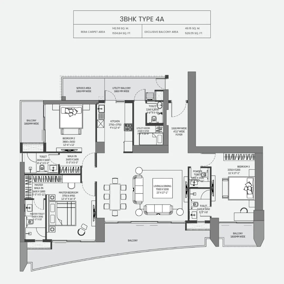 3BHK Type 4A
