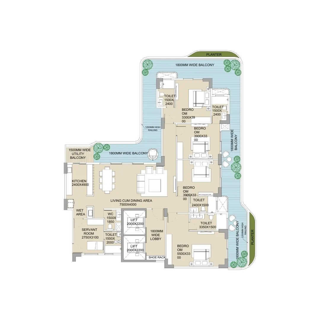 4BHK+Utility+Servant