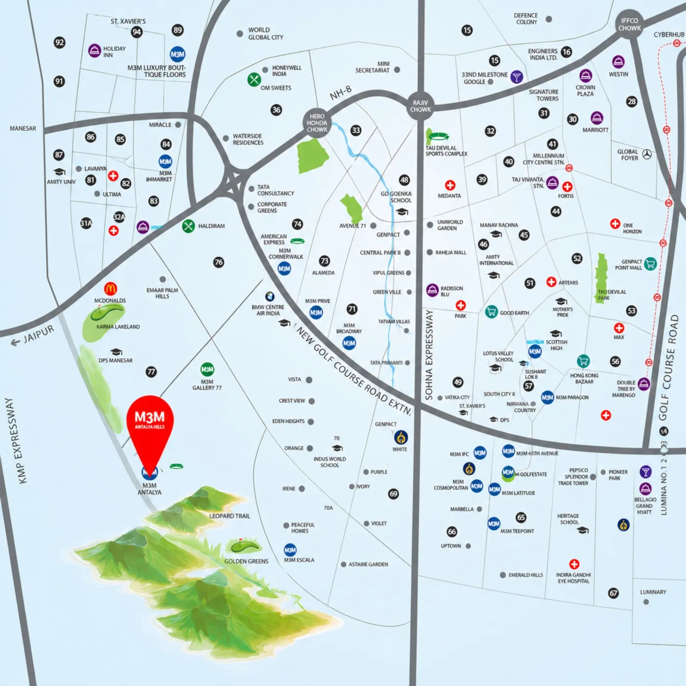 M3M Antalya Hills location map