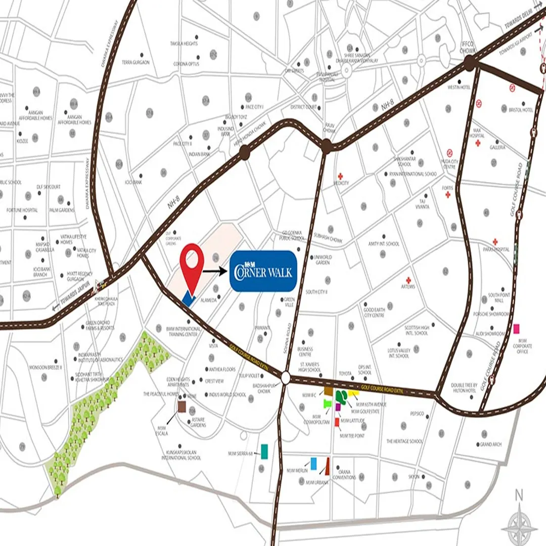 M3M Corner Walk location map