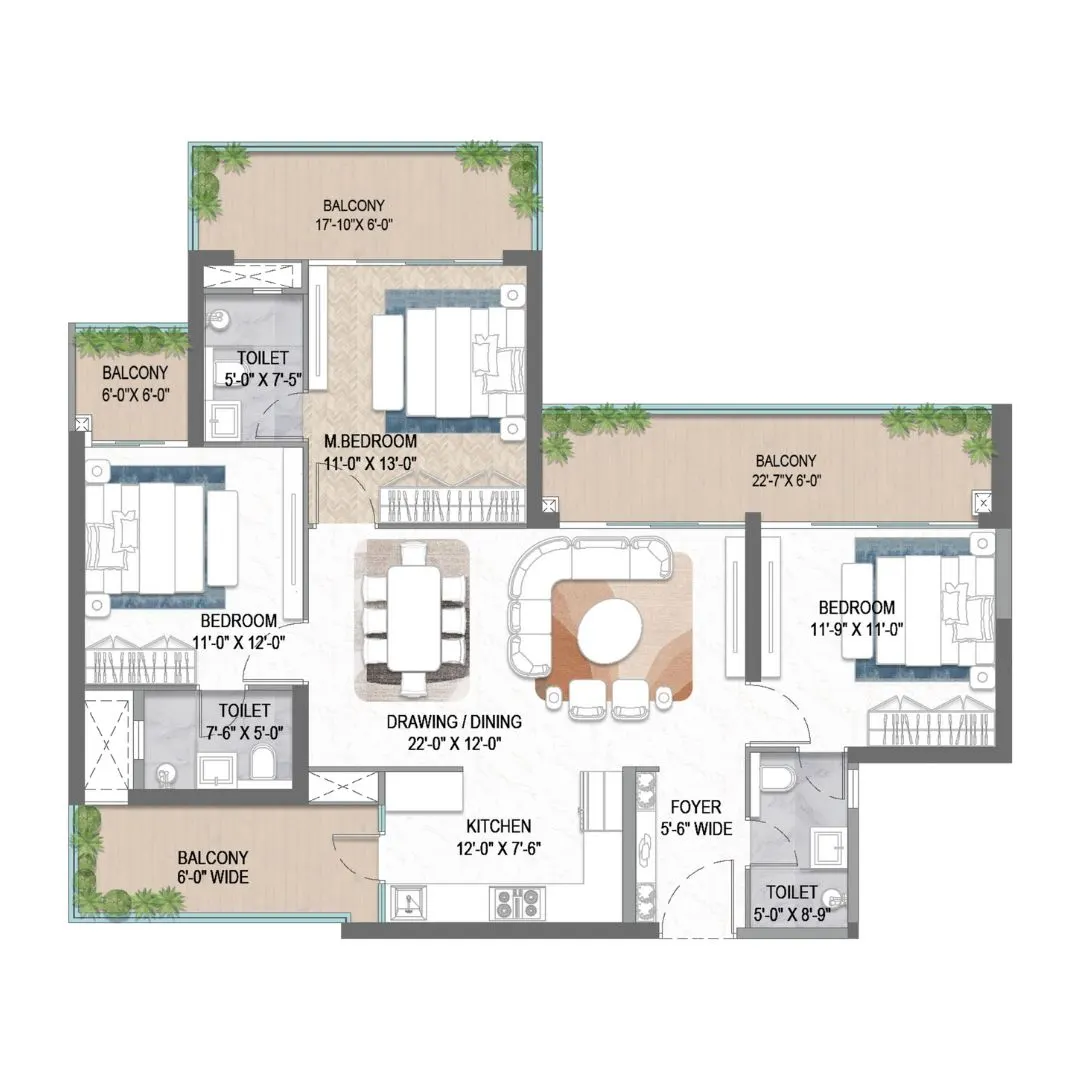 3 BHK( Type 2 )