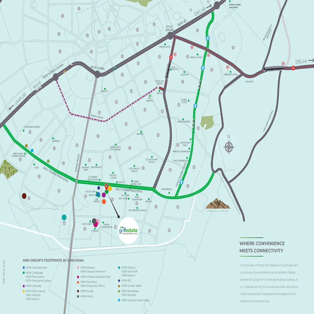 M3M Golf Estate location map