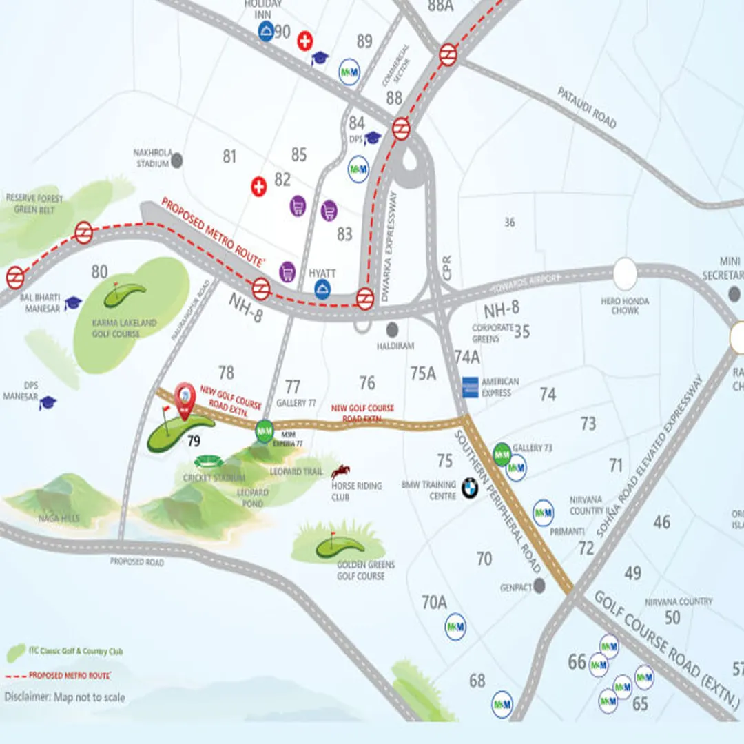 M3M Golf Hills location map