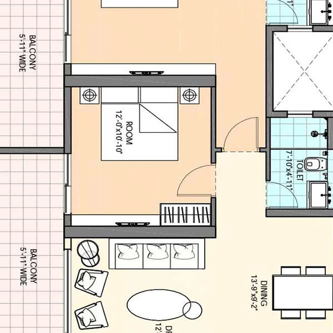 3BHK +2T+Study