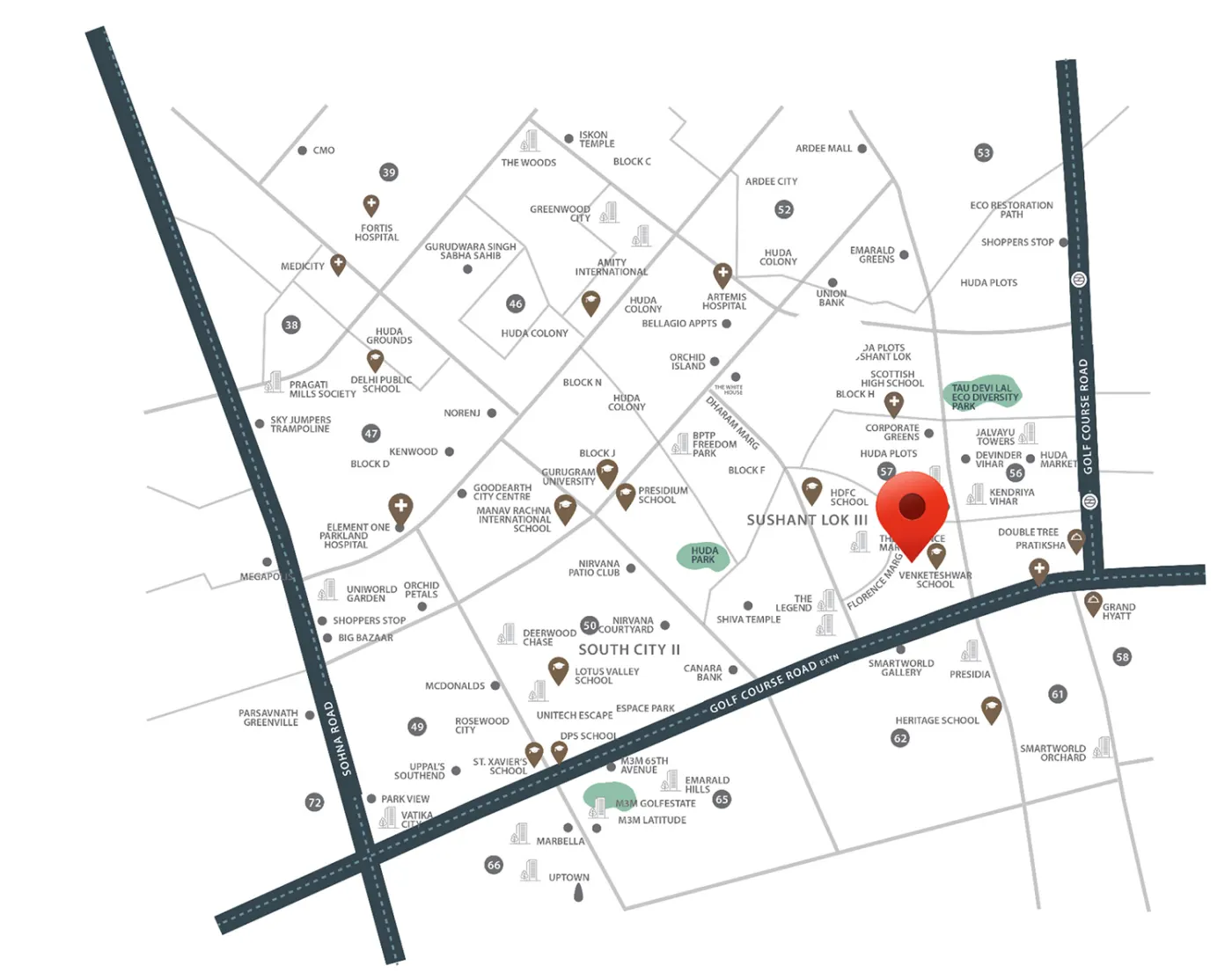 M3M Paragon 57 location map