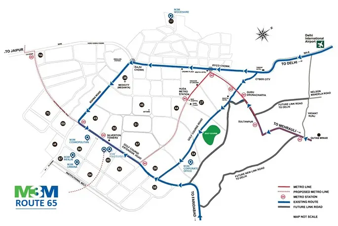 M3M Route 65 location map