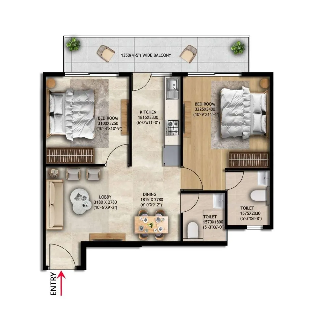 2 BHK { Type2}