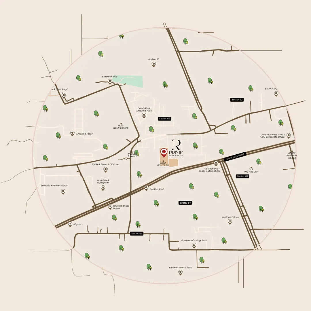 Prime Residences Sector 65 location map