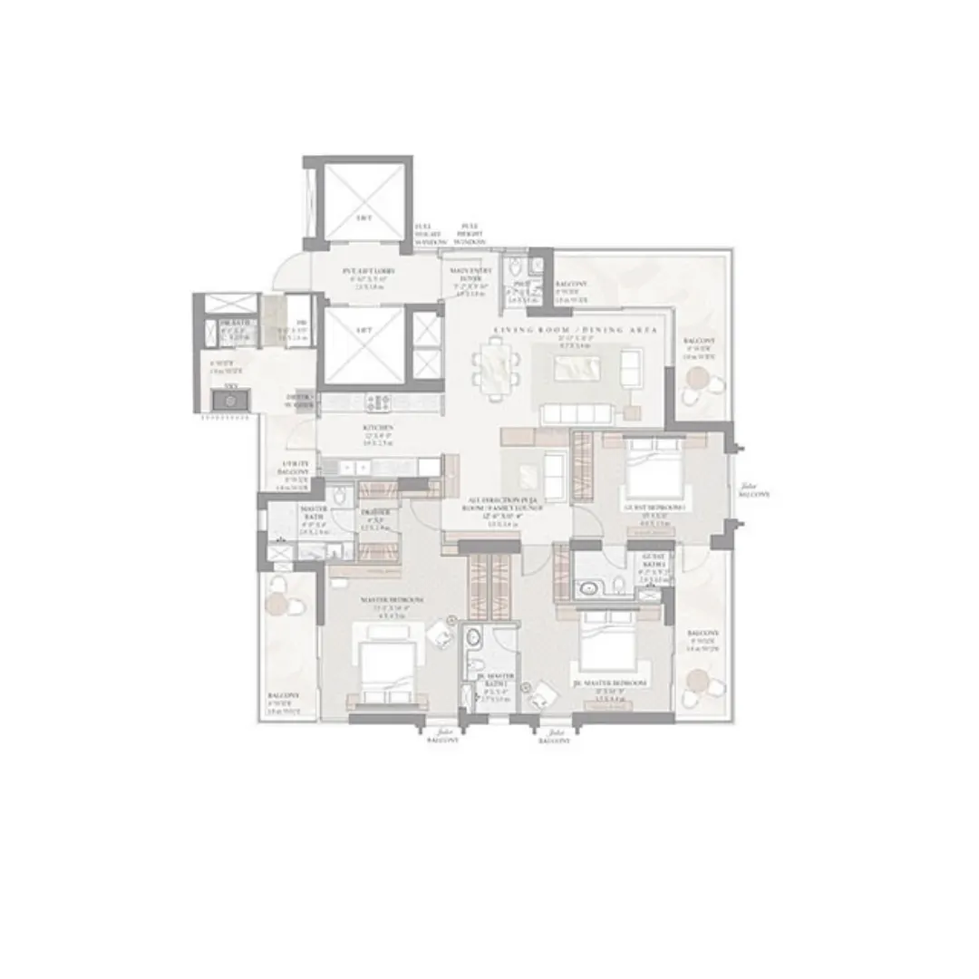 3 BHK + SR