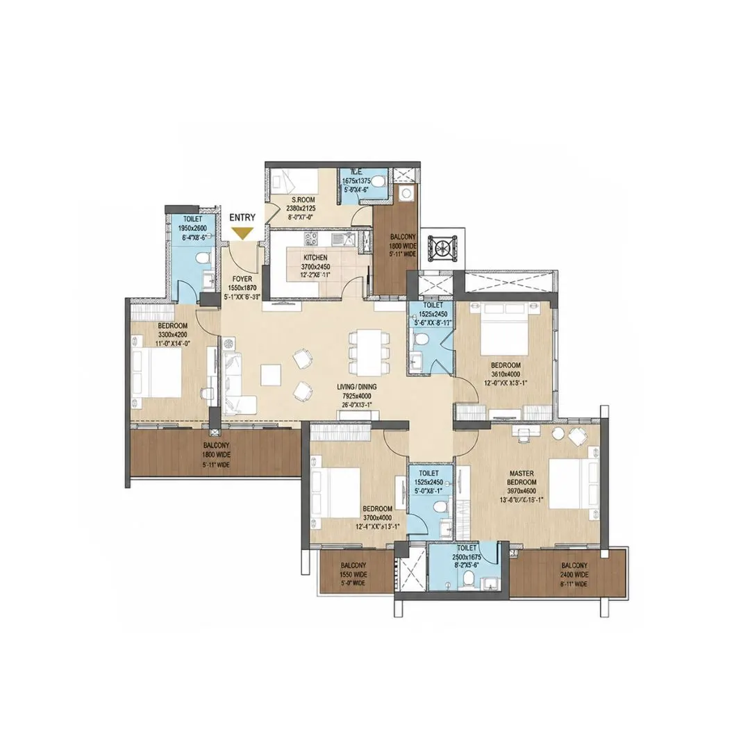 4 BHK + SR