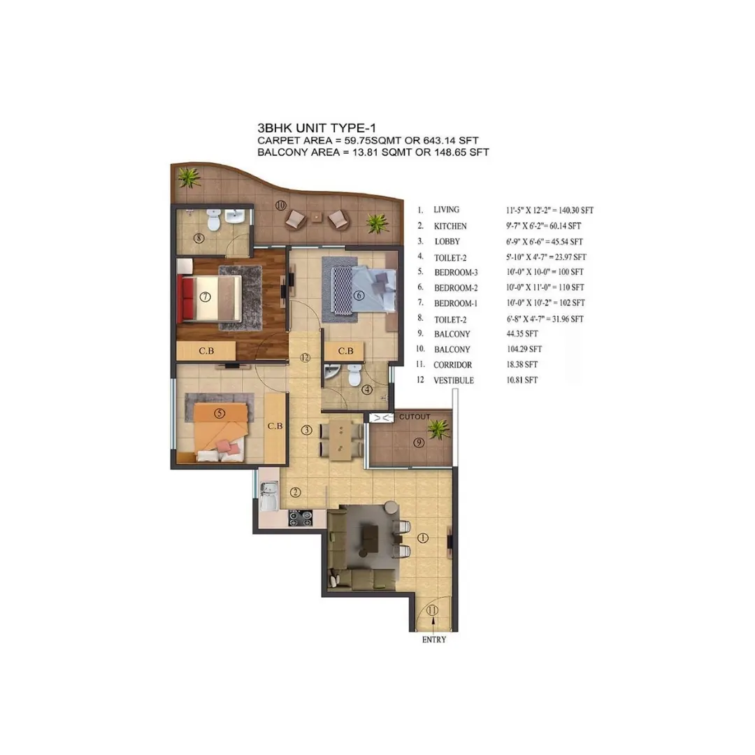 3BHK (Type-1)