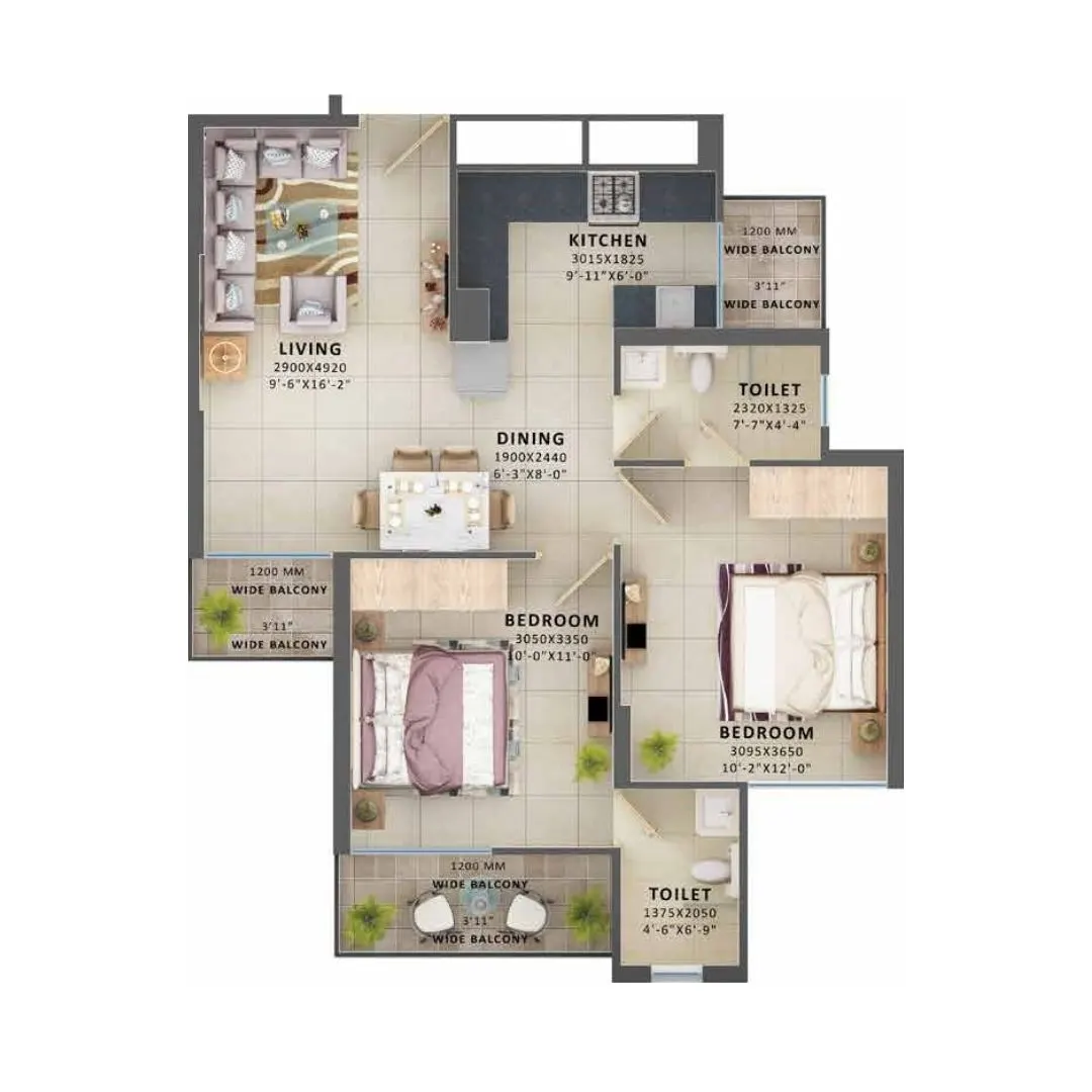 TYPE 1 (2BHK)