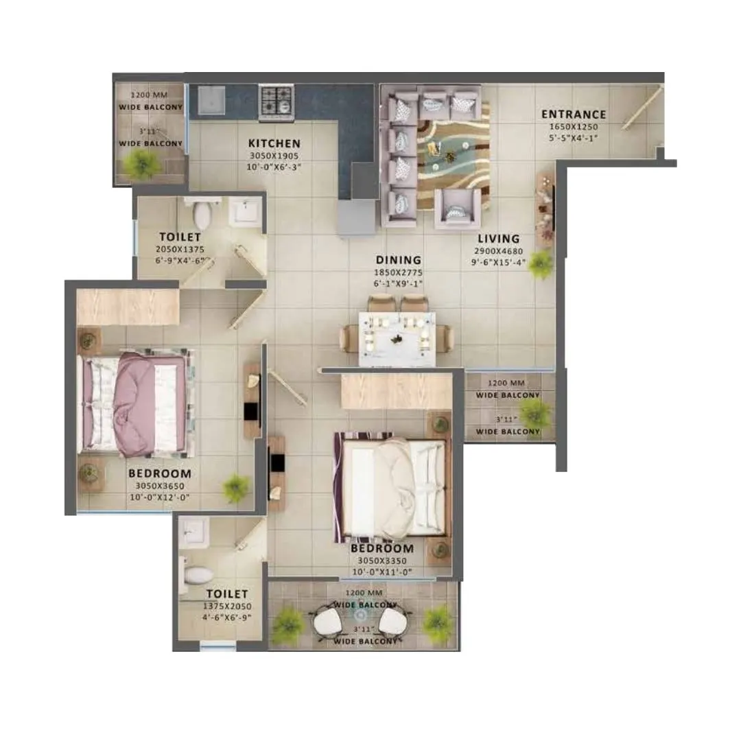 TYPE 2 (2BHK)