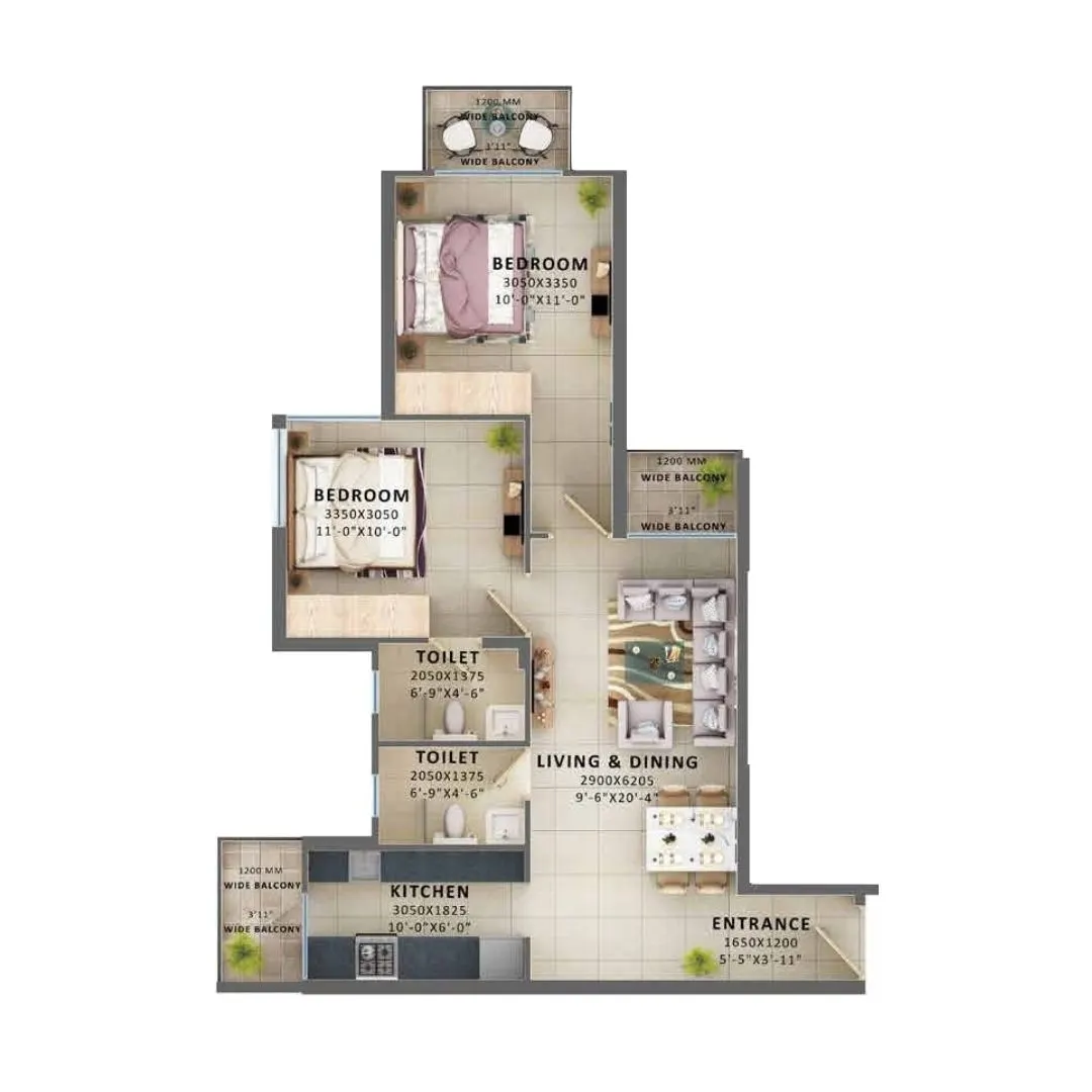 TYPE 3 (2BHK)
