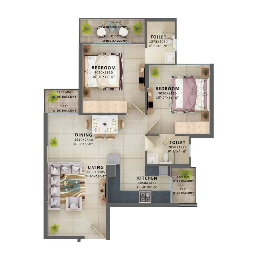 TYPE 4 (2BHK)