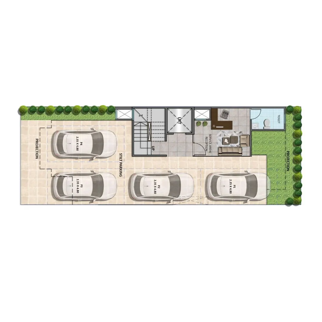 TYPE A – 2BHK + 2TOILET + STUDY ROOM
