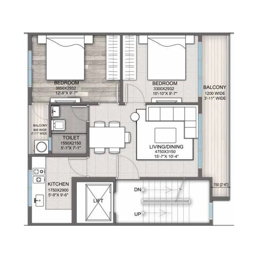 2 BHK + TOILET
