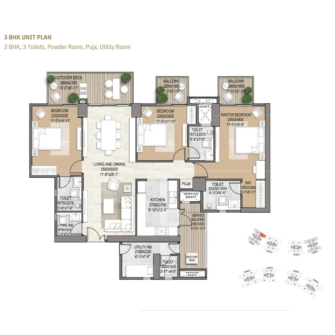 3BHK Unit Plan