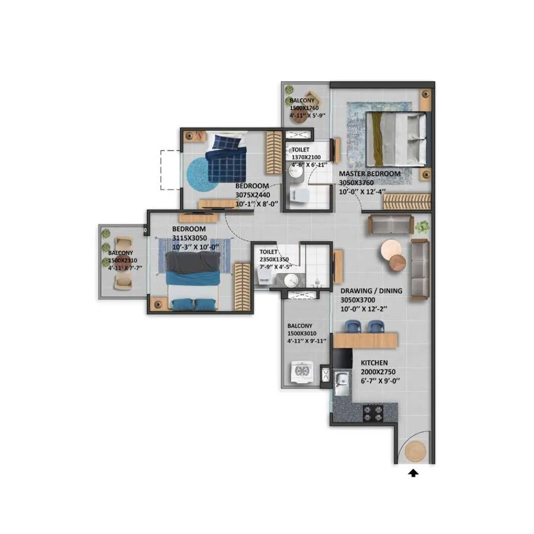 3BHK - TYPE I