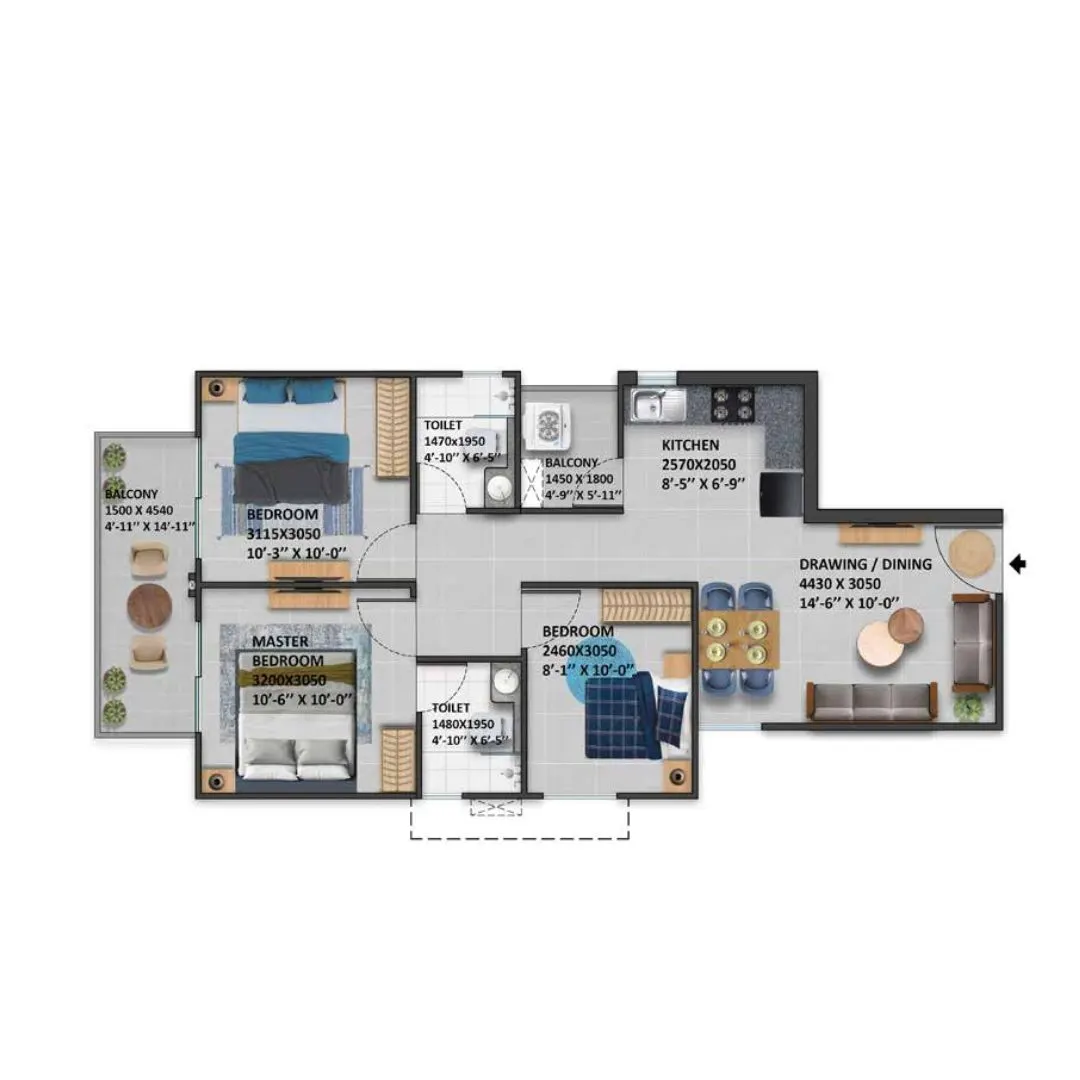 3BHK - TYPE II