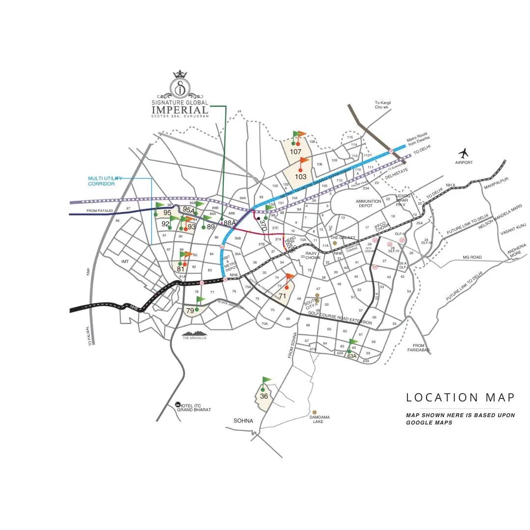 Signature Global Imperial 88A location map