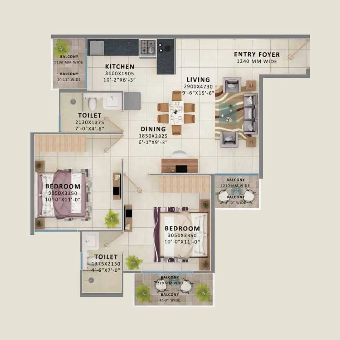 TYPE 02 (2BHK)