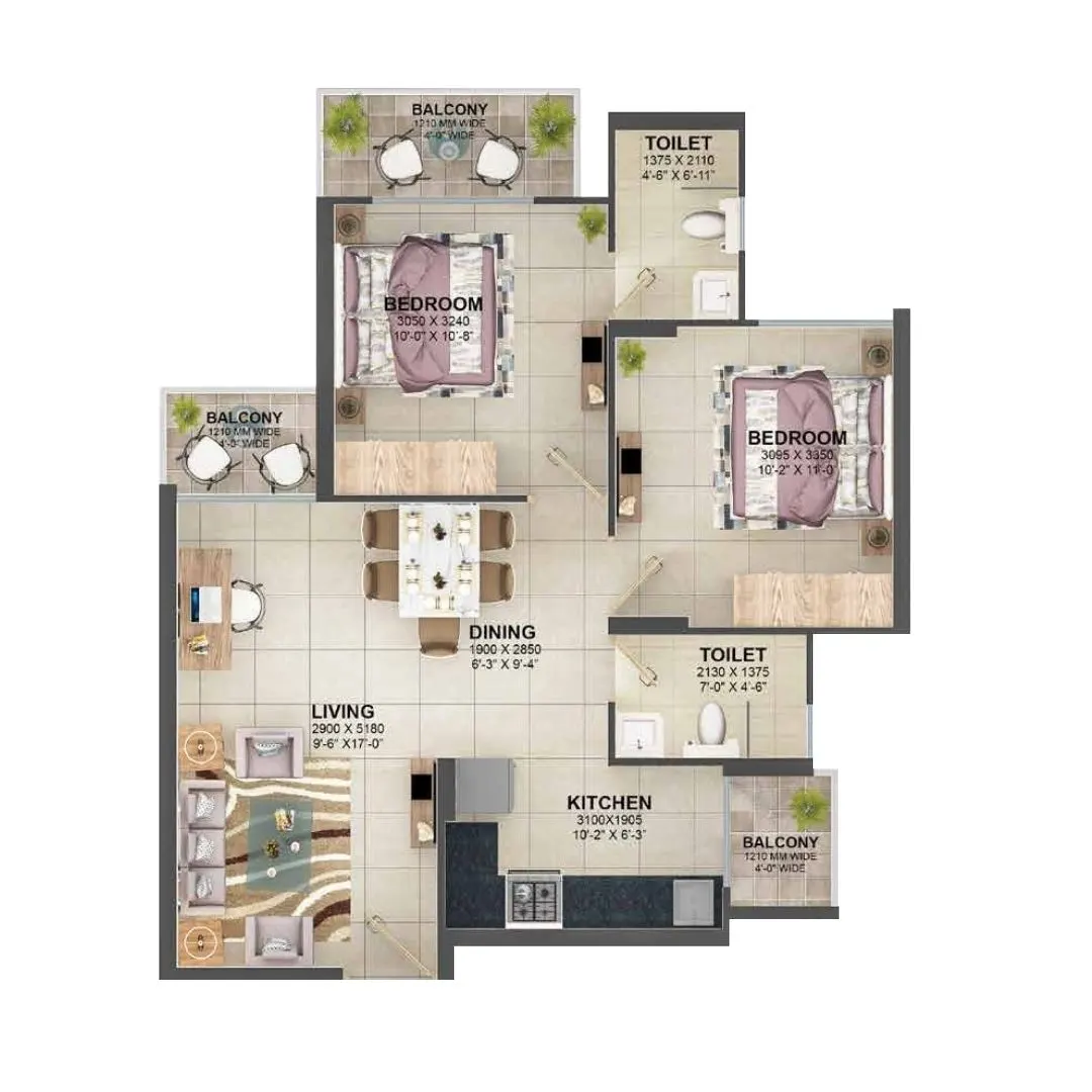 TYPE 01 (2BHK)