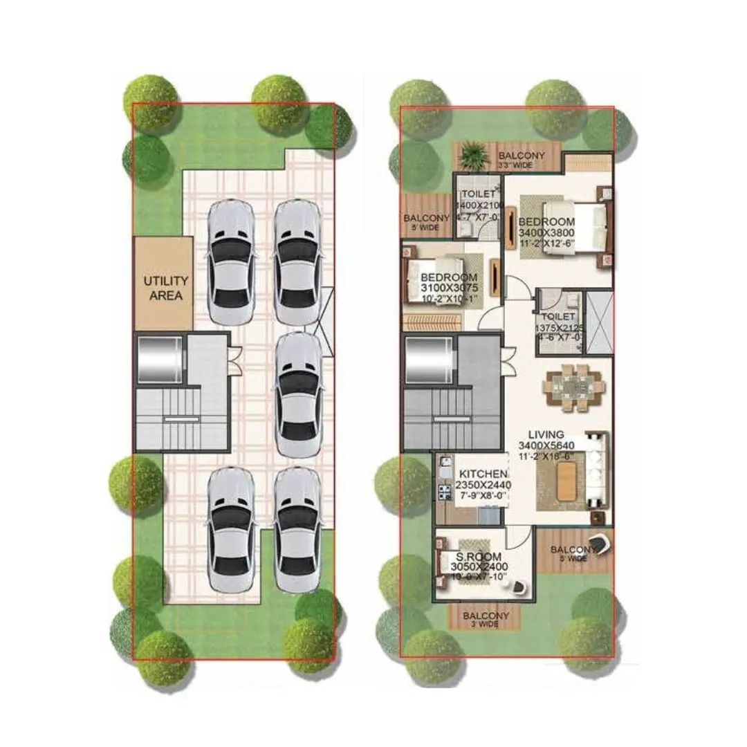 TYPE-C (2BHK+STUDY +2 TOILETS)