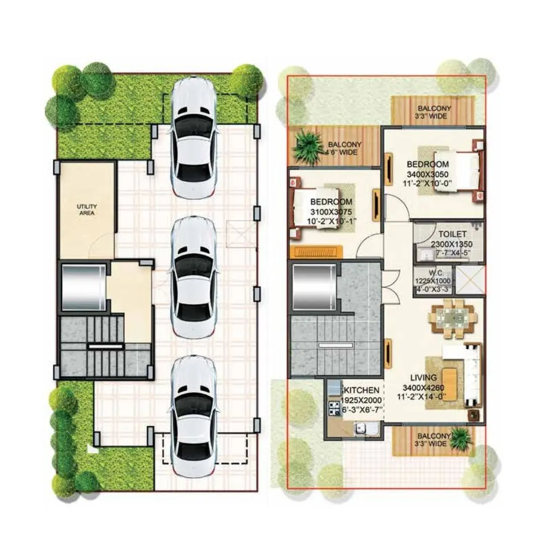 TYPE-D (2BHK+1 TOILETS & WC)
