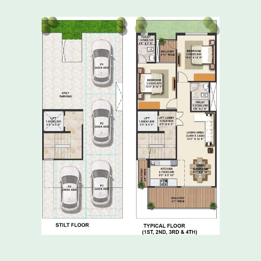 TYPE-A (3BHK+ 2 TOILET)