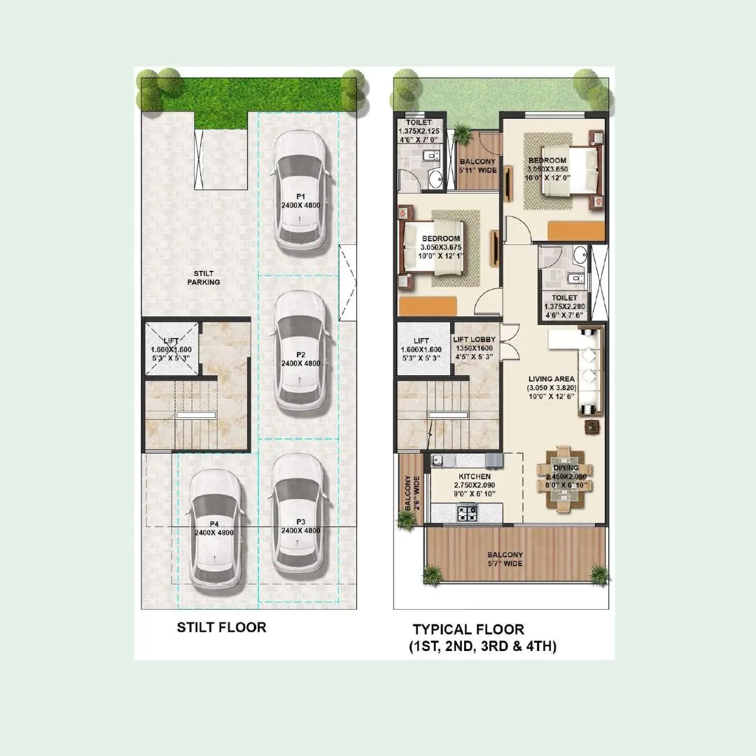 TYPE-B (2BHK+ 2 TOILET)
