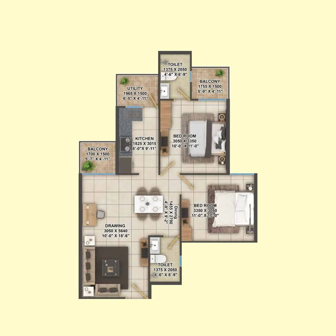 TYPE 01 (2BHK)