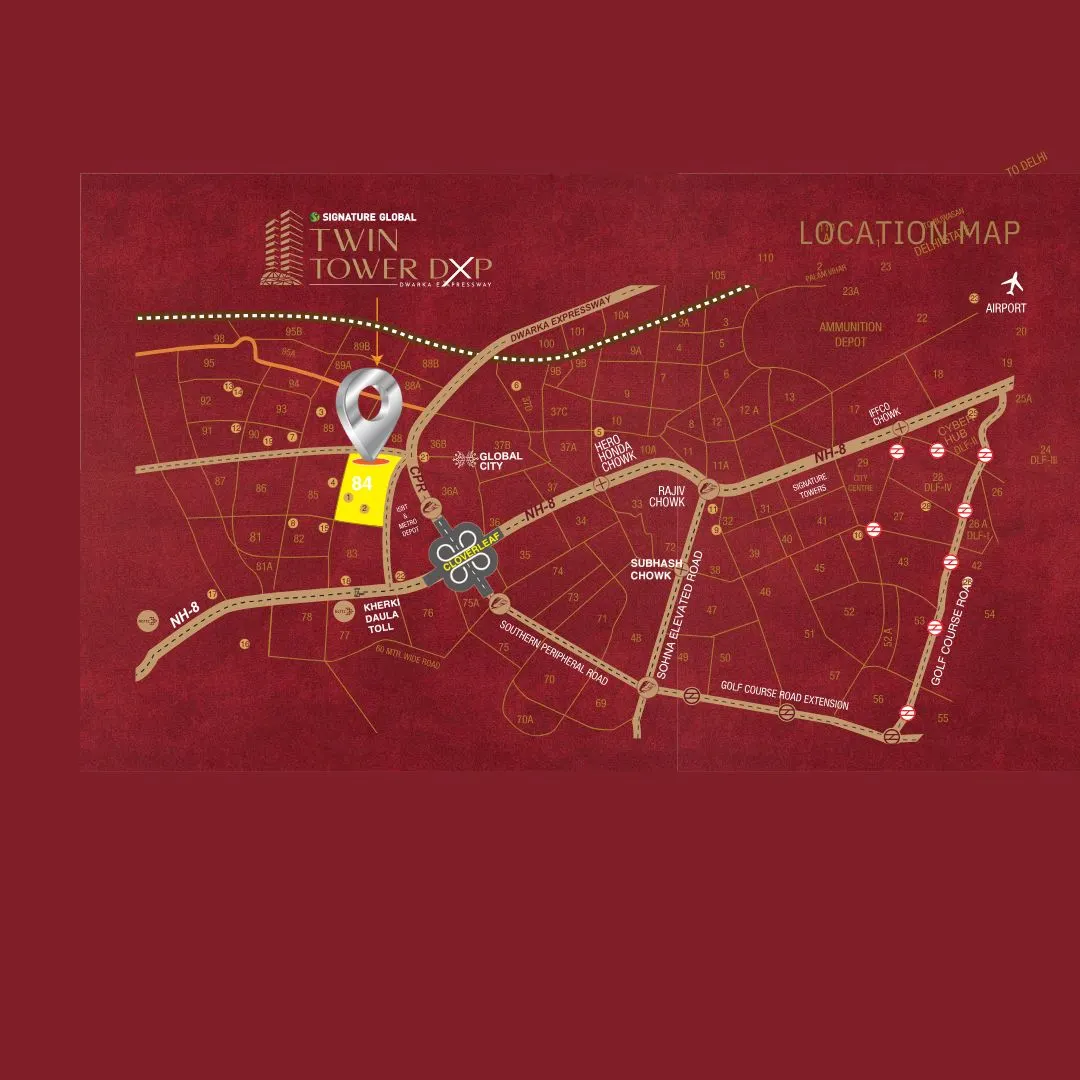 Signature Global Twin Tower DXP location map