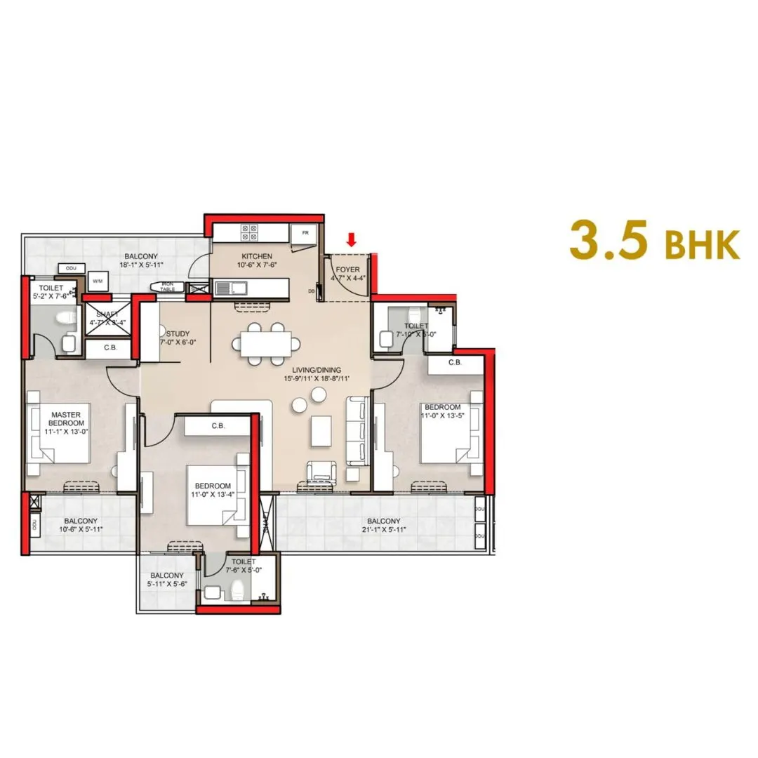 3.5BHK+Servant