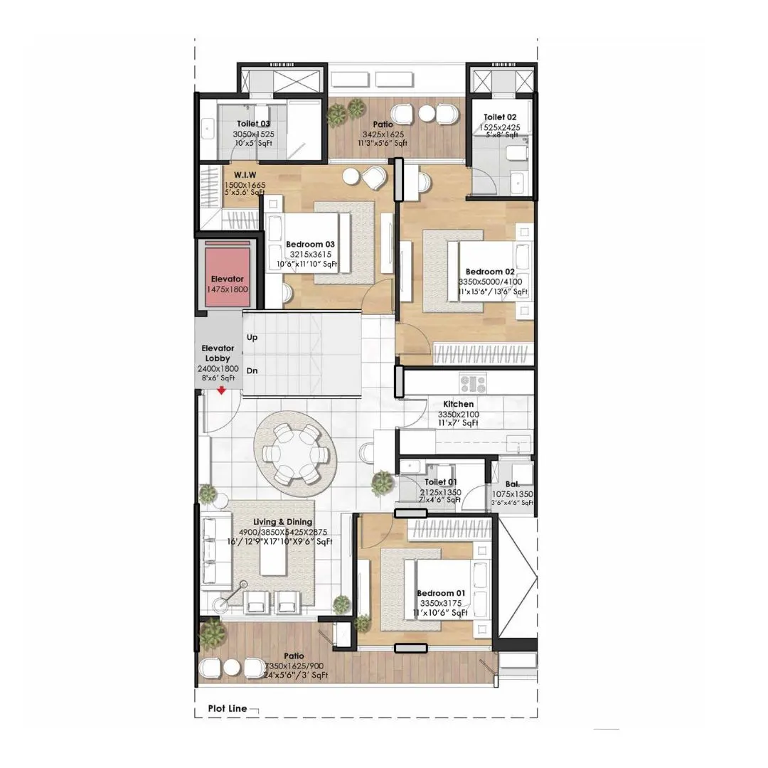 3BHK Type 1